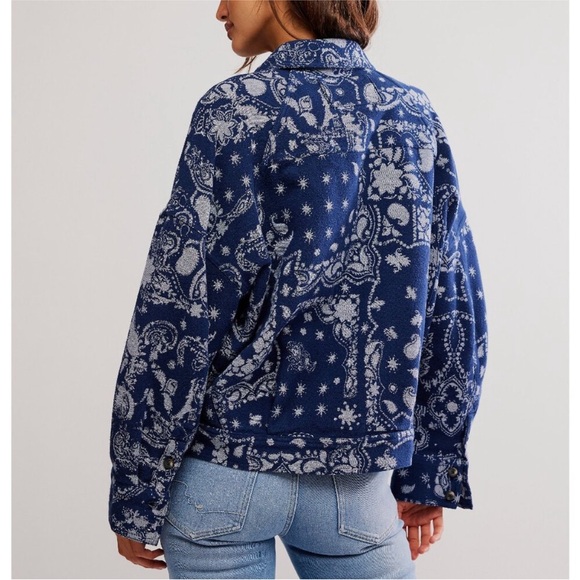 Free People Navy and White Cotton Jacket - Picture 3 of 12